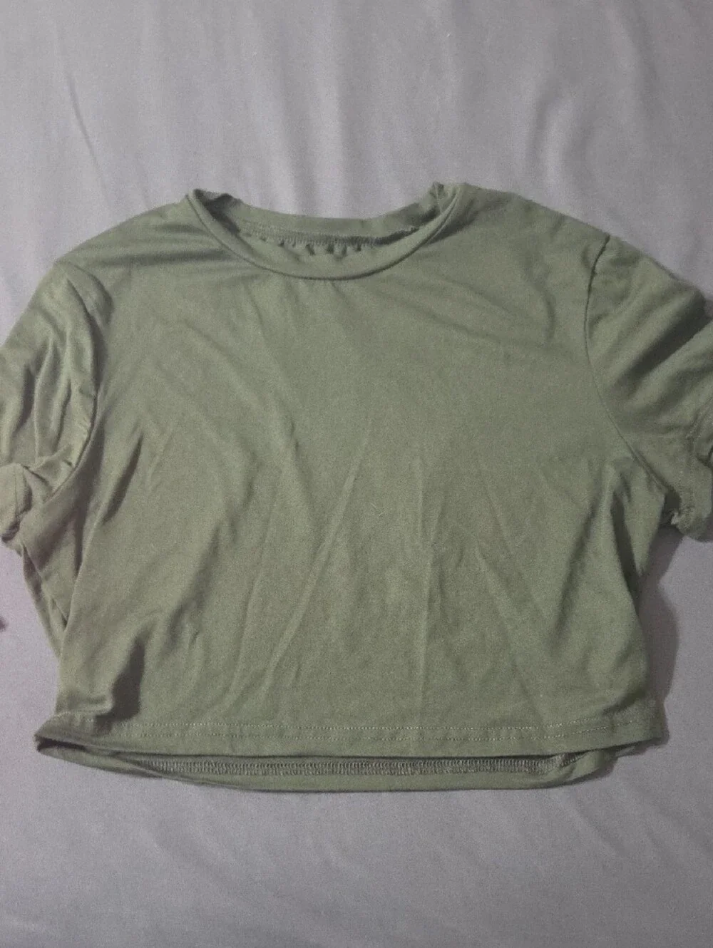 Bundle Of Two  - Women’s Small Pink Swoop Neck Crop And Army Green Crop Top